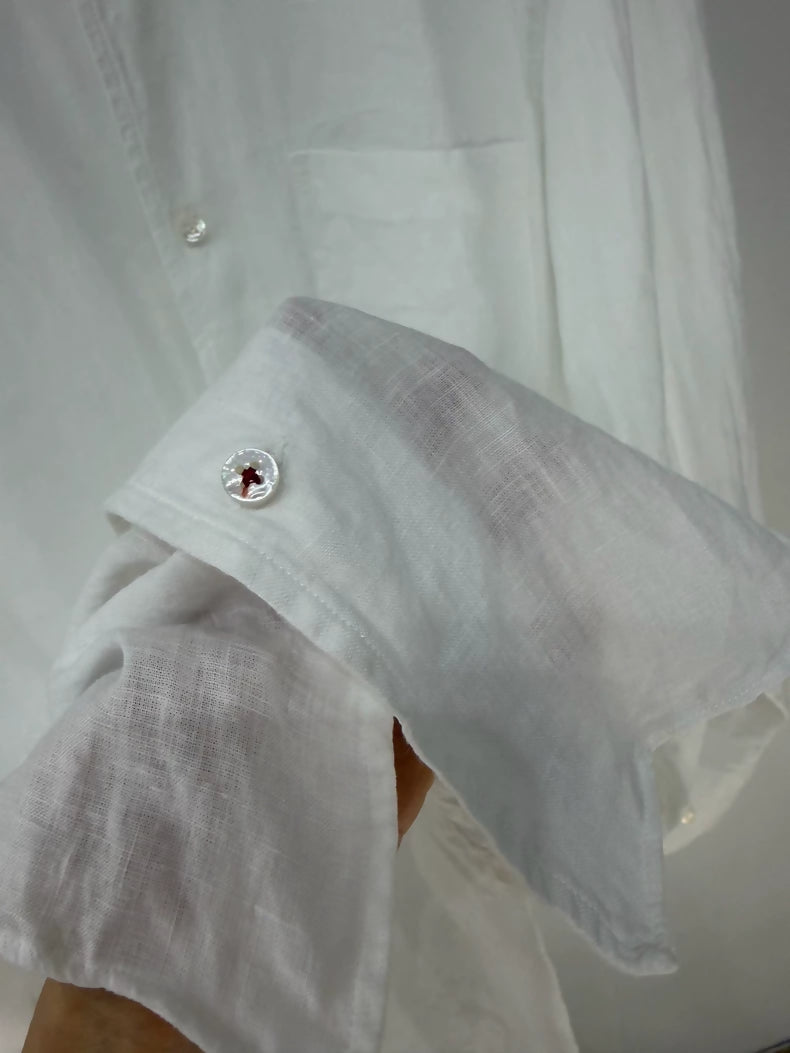 Loro Piana classic vintage style single-pocket linen shirt