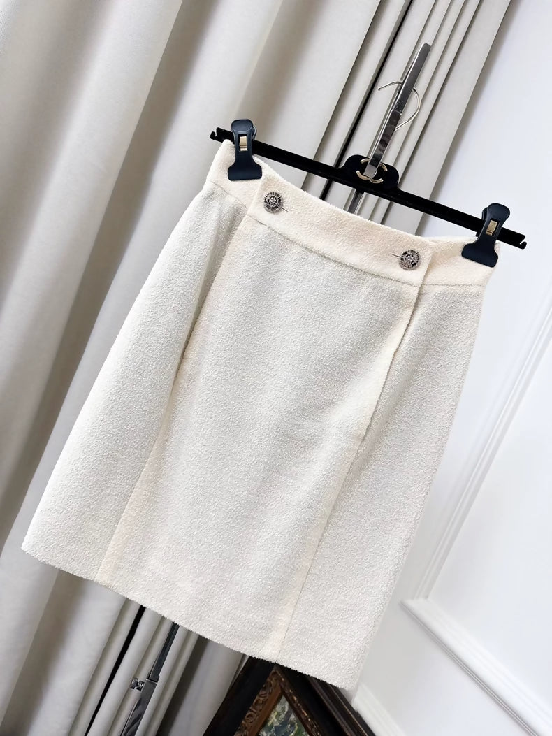 Chanel Off-White Midi Skirt