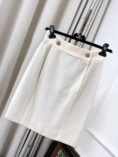 Chanel Off-White Midi Skirt