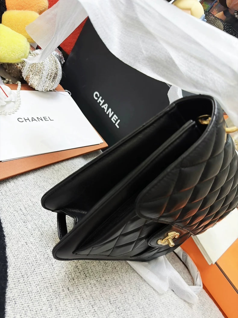Chanel 23S Black Quilted Messenger Bag