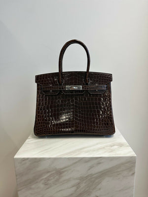 Hermès Birkin 30 Havane Shiny PHW R 2014 Full Set