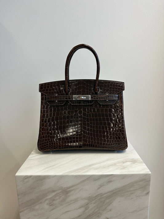 Hermès Birkin 30 Havane Shiny PHW R 2014 Full Set