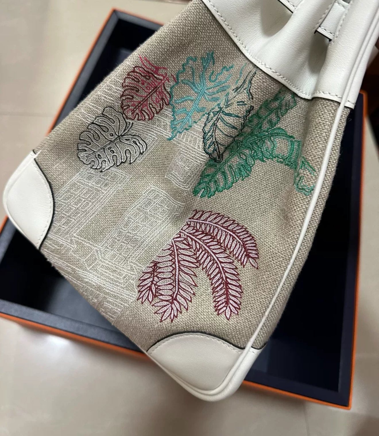 Hermès Limited Edition Birkin 35 White Swift and Multicolor Canvas