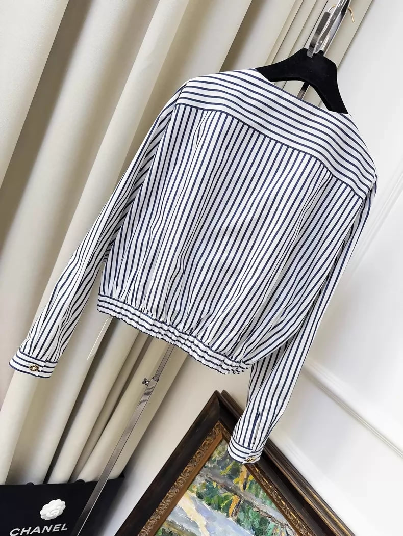 Chanel 22S blue and white striped shirt,