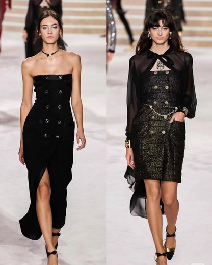 Chanel 20A Black long runway dress
