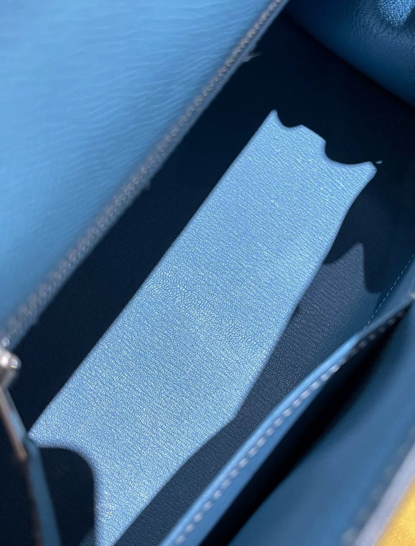 Hermes Kelly 28 Blue Denim Epsom Leather Palladium Hardware