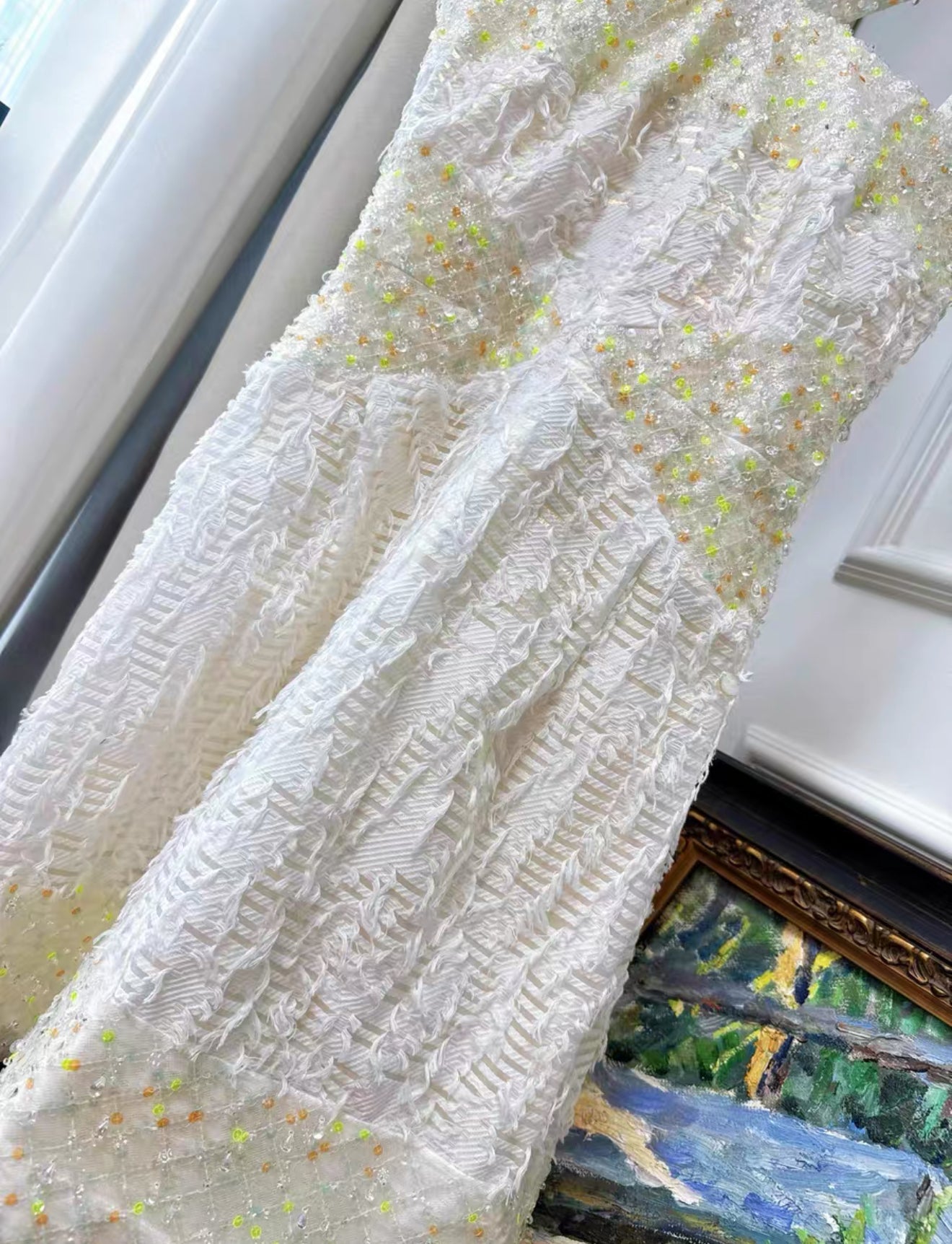 Chanel 18s white embroidered haute couture dress