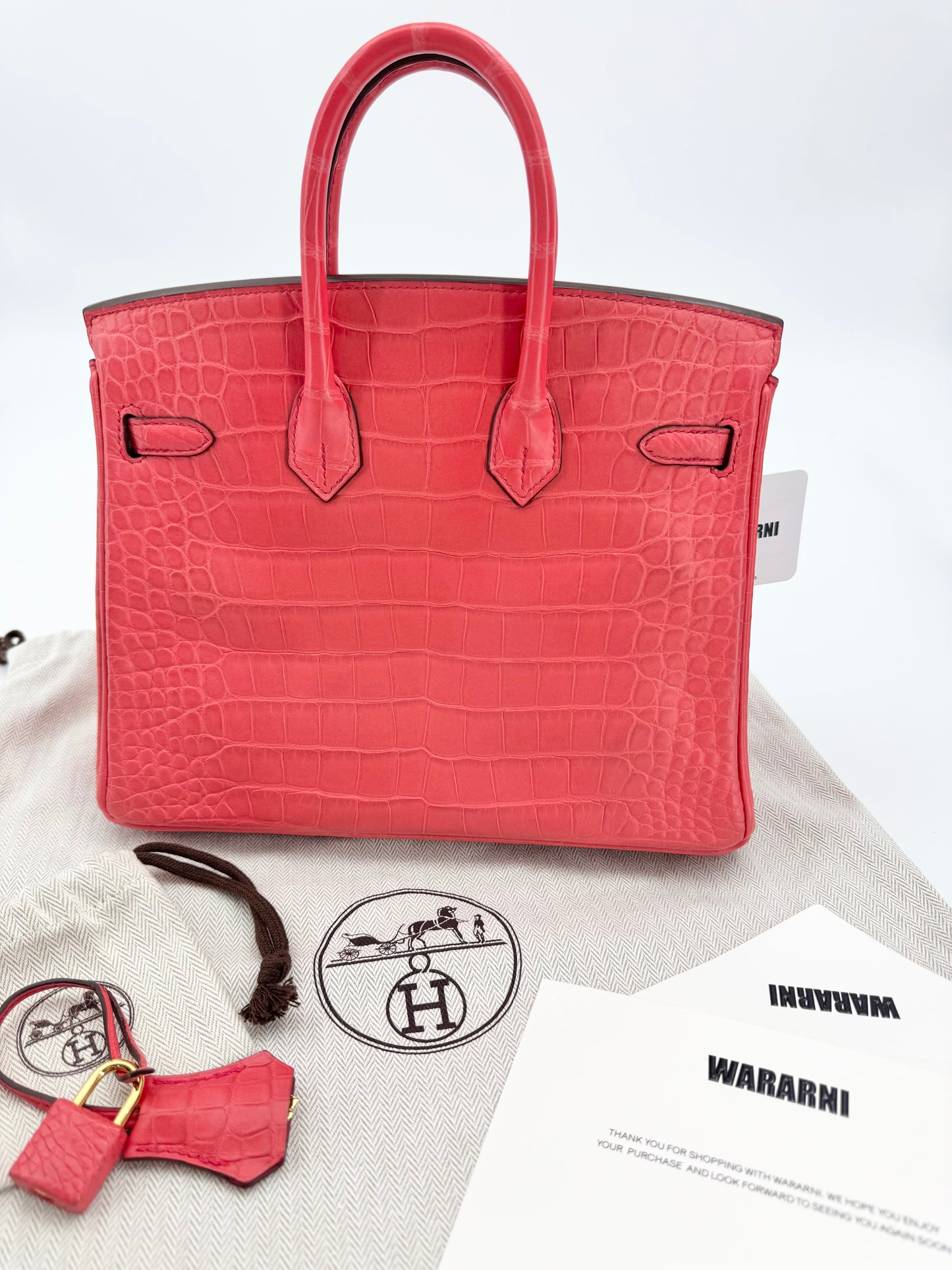 HERMÈS BIRKIN 25 BOUGAINVILLEA MATTE ALLIGATOR GOLD HARDWARE
