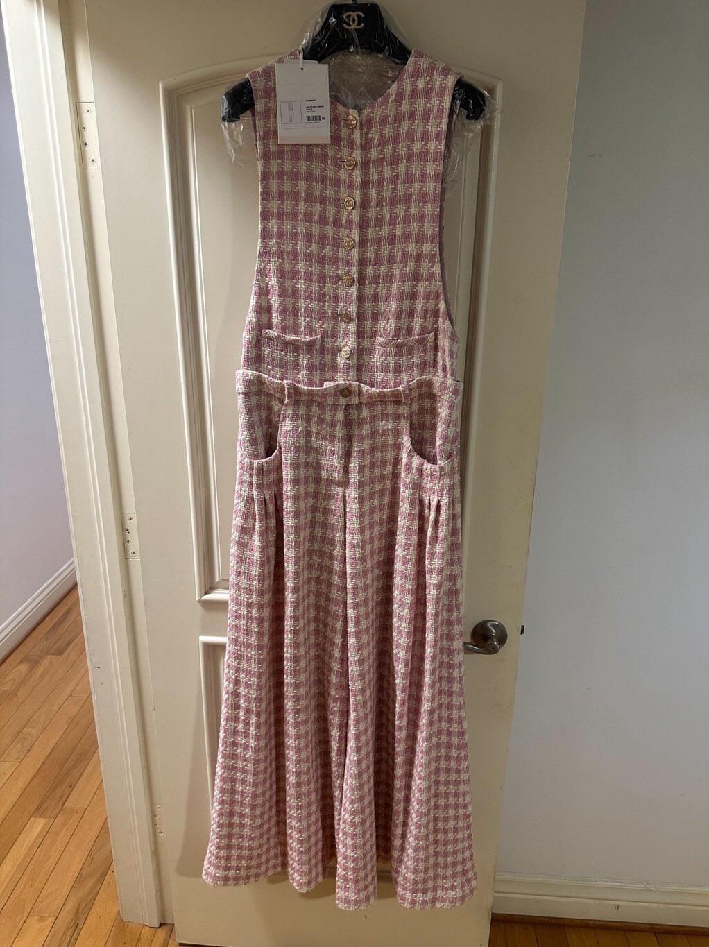 Chanel 2023 SS pink check jumpsuit fr38 with tag