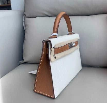 Hermès Mini Kelly 20 Nata and Gold Epsom Leather Palladium Hardware