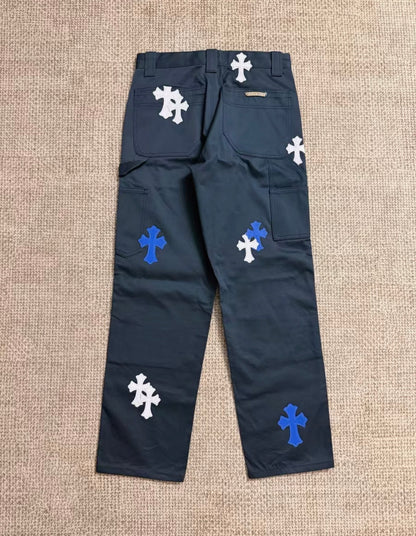 Chrome Hearts Blue and White Cross Cargo Pants
