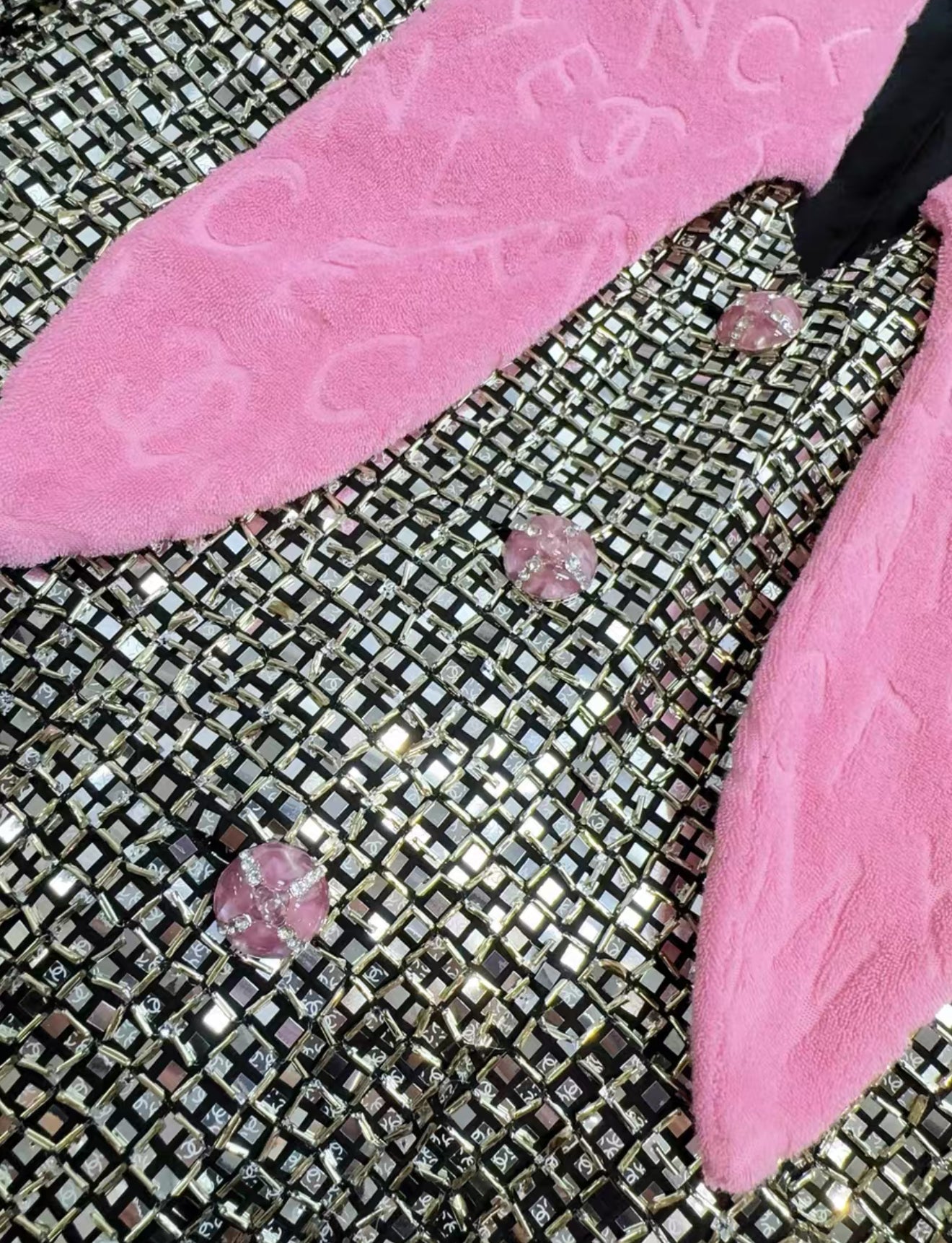 Chanel 24C sequin grey & pink jacket