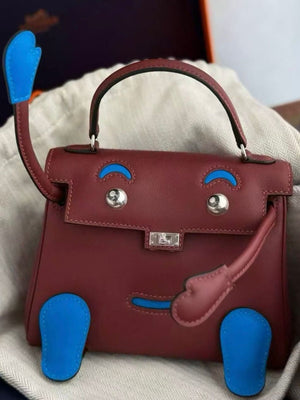 Hermes Kelly doll Rouge H & Blue Hydra Swift leather palladium hardware