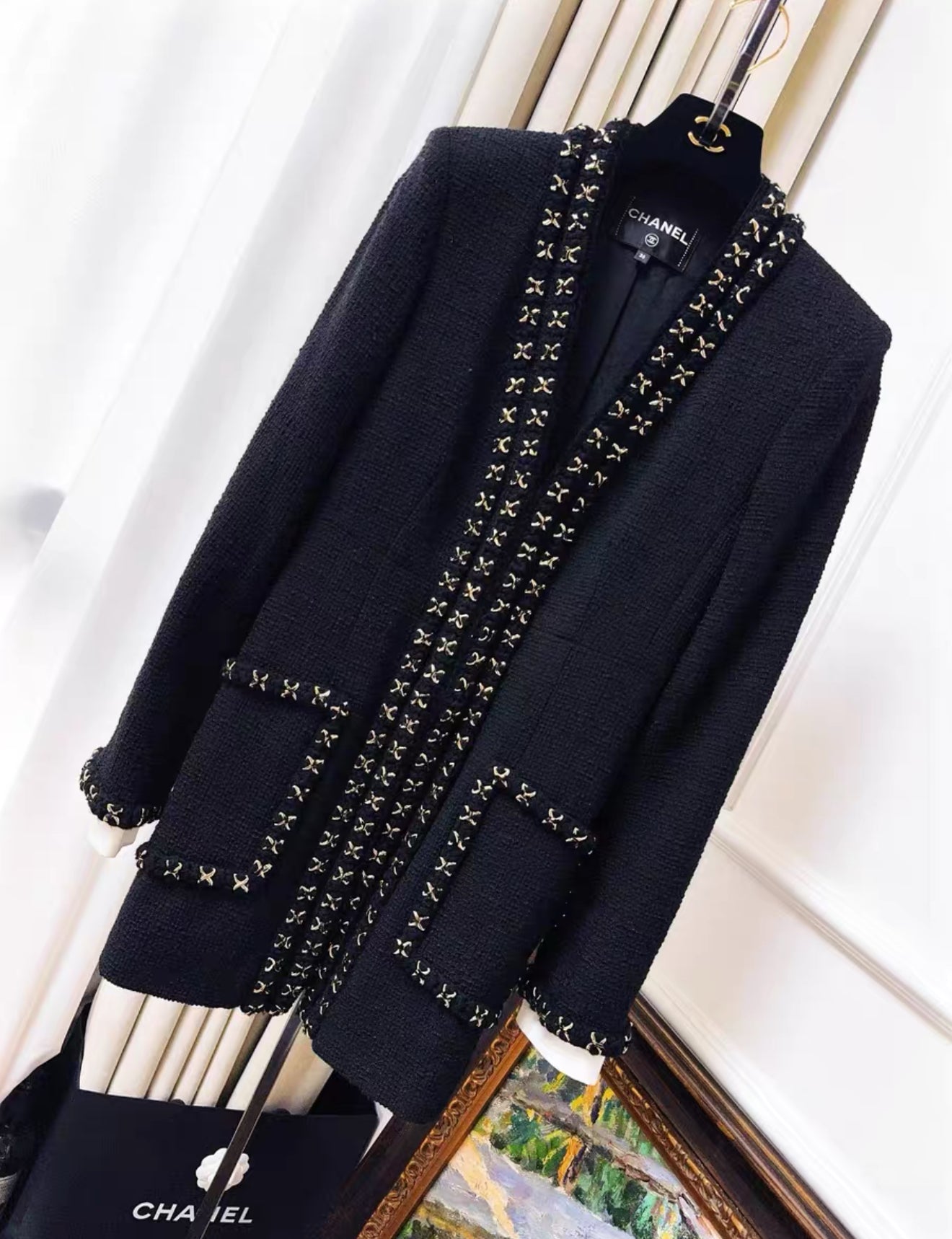Chanel 17A Black Tweed Jacket