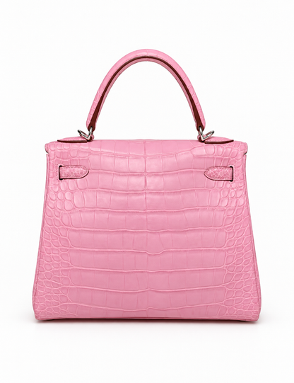 Hermès Kelly 25 5P Pink Bubblegum Alligator leather Palladium hardware