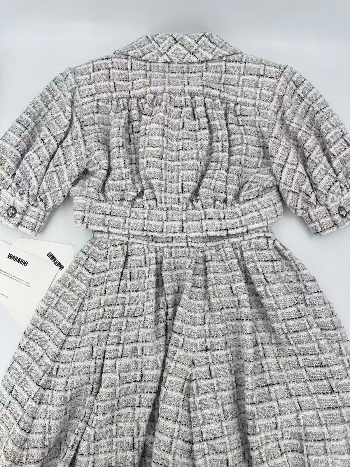Chanel 22C Tweed Black, White, and Grey Check wide Pants