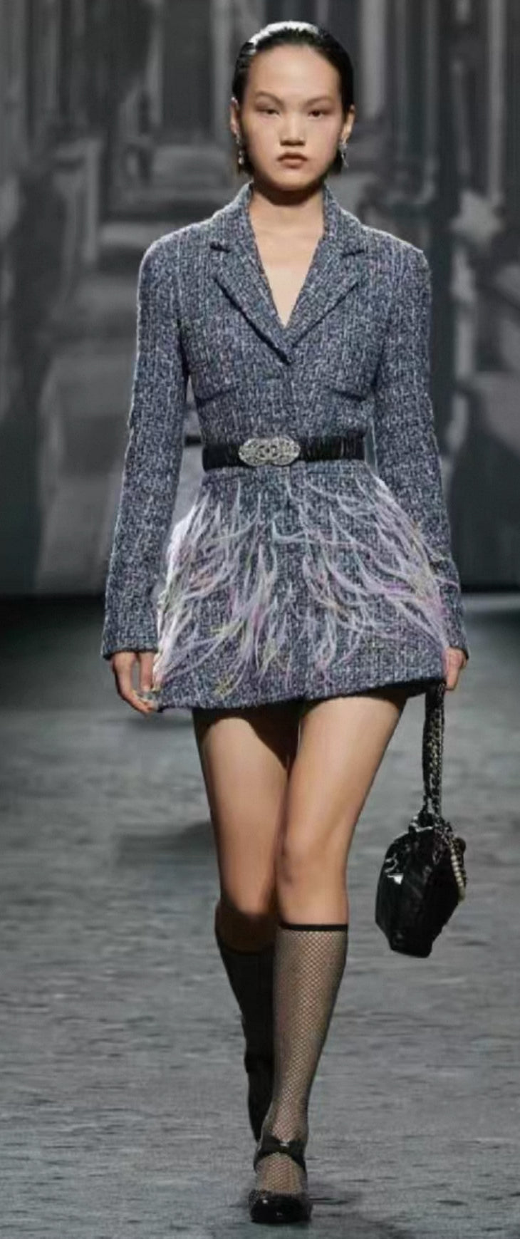 Chanel 23S Tweed/Feather Jacket dress