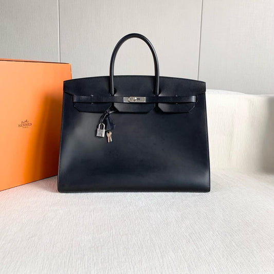 Rare Hermès Birkin 40 Sellier Black Vache Hunter Palladium hardware