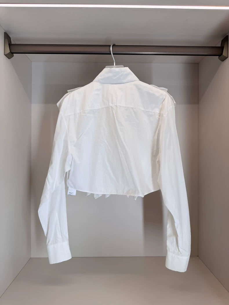 Chanel 22A White Ruffled Shirt