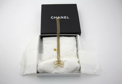 Chanel Vintage 03P Gold-plated CC Enamel White Skull Necklace
