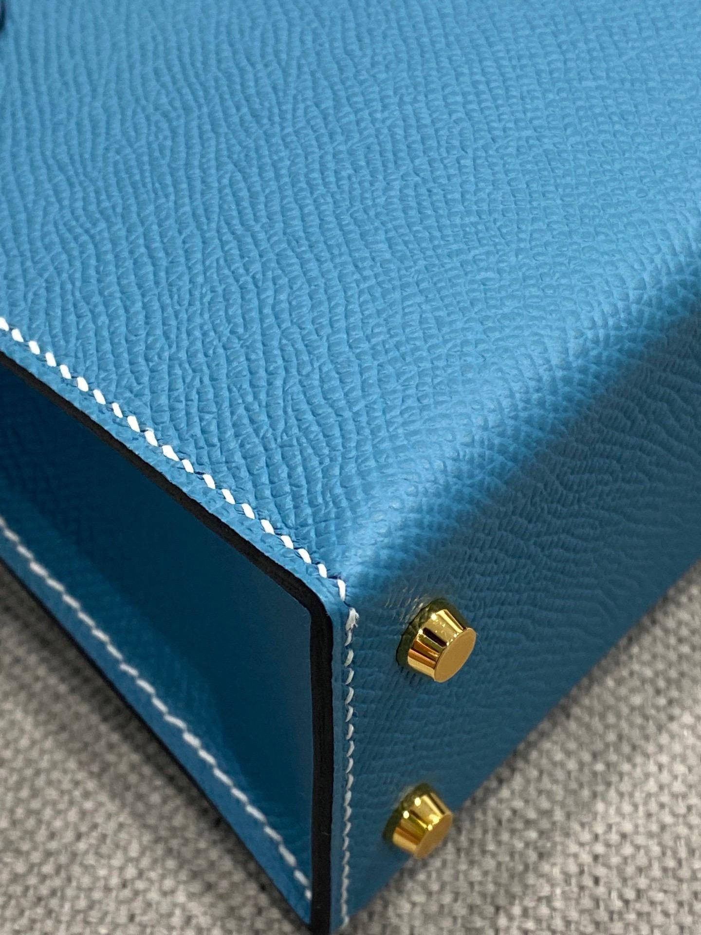 Hermes Mini Kelly Bleu Jean Epsom Gold Hardware