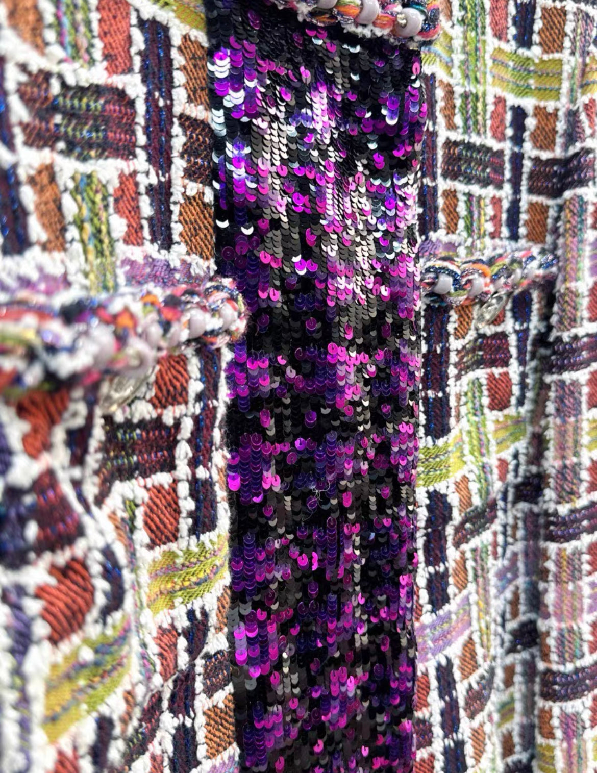 Chanel 23A purple sequin tweed jacket