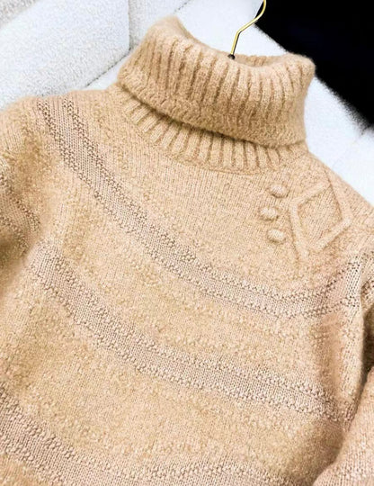 Chanel 23N coco neige khaki turtleneck sweater size 36