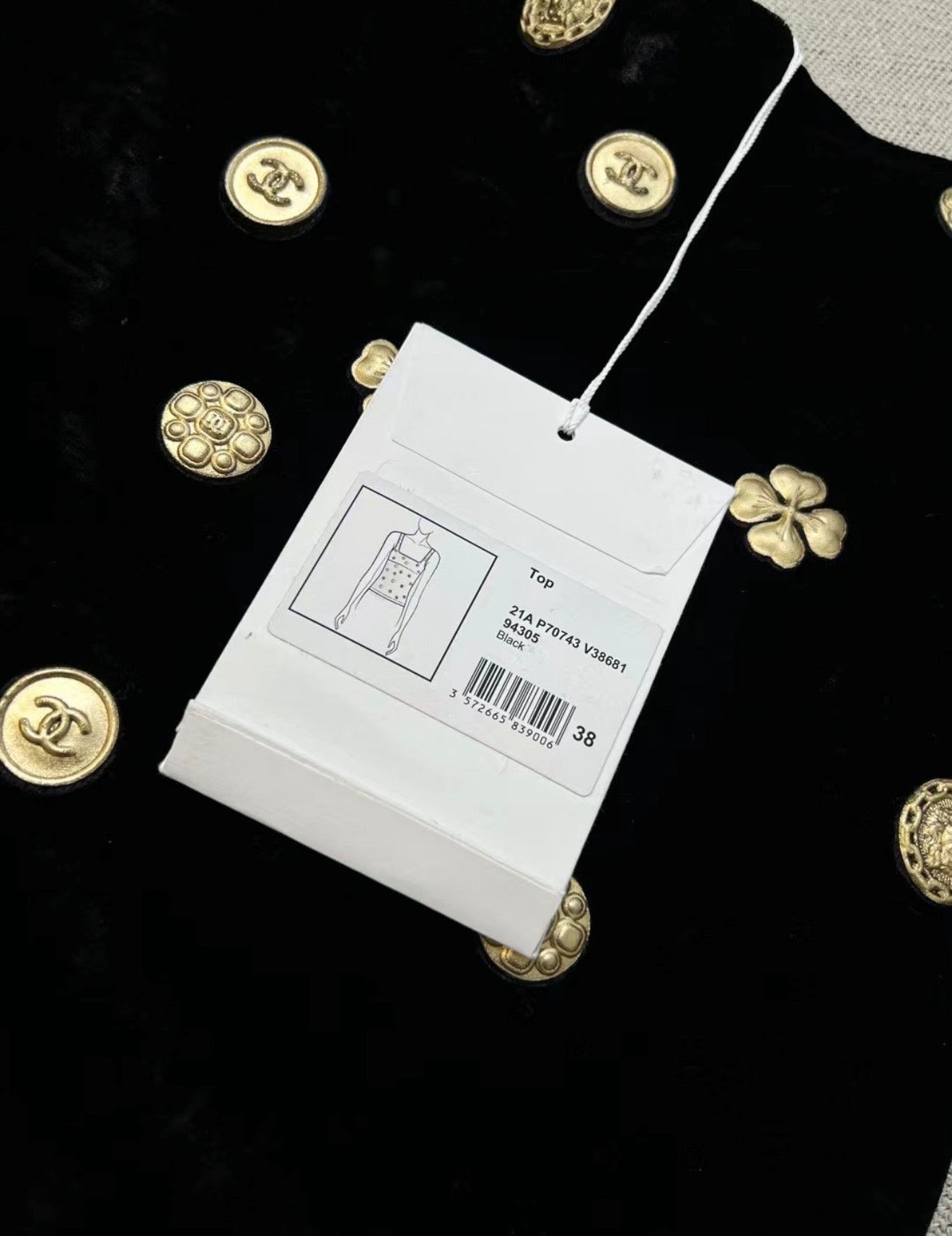 Chanel 21A black Velvet top