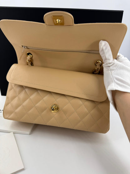 Chanel 25 Medium CF flap  beige Caviar leather