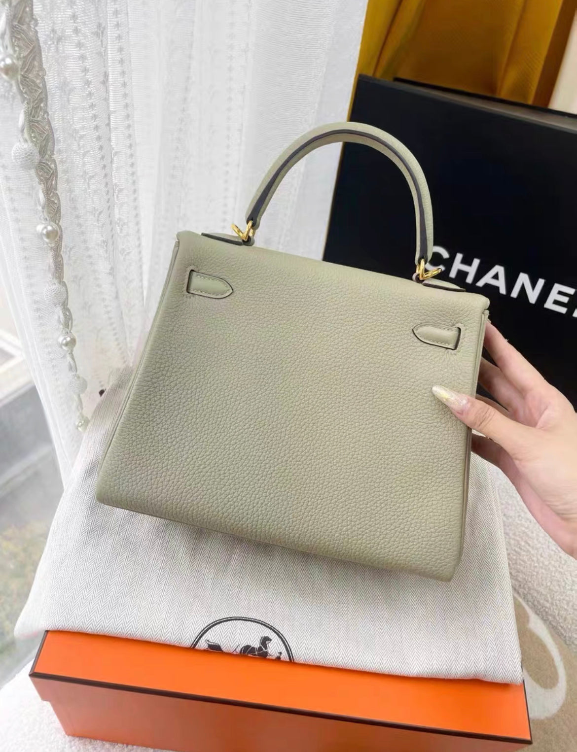 Hermes Kelly 25 sage green gold hardware – Wararni.com