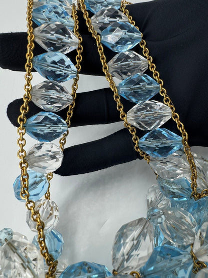 Chanel 1997 Runway Vintage Rare Blue Clutch Minaudière Bag