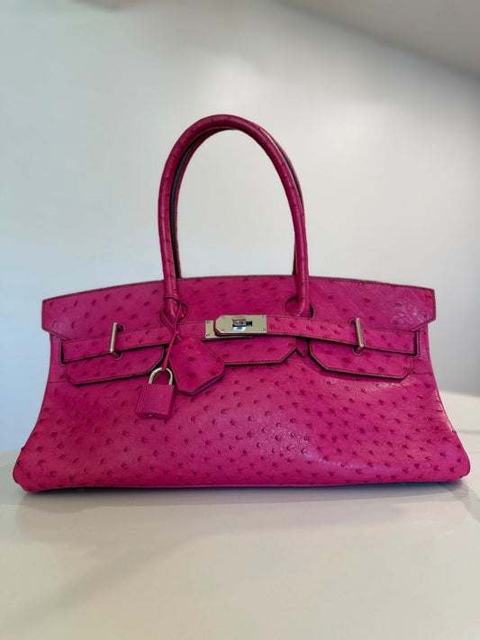 Hermes Birkin Shoulder JPG Rose Tyren Ostrich leather palladium hardware