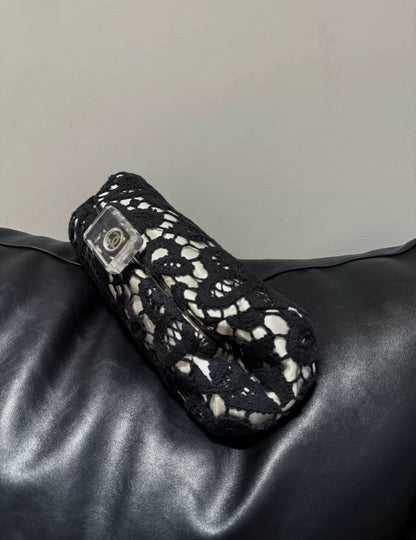 Chanel rare perfume bottle buckle lace evening bag