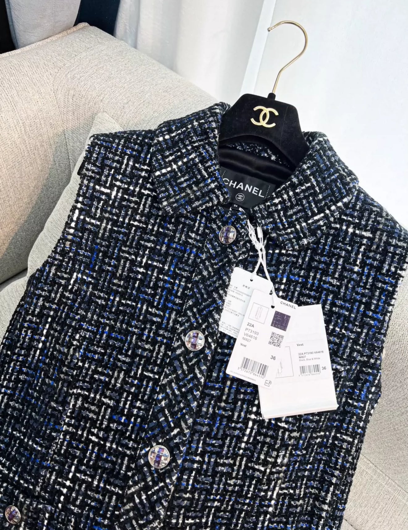 Chanel 22A Black, Blue & White Vest