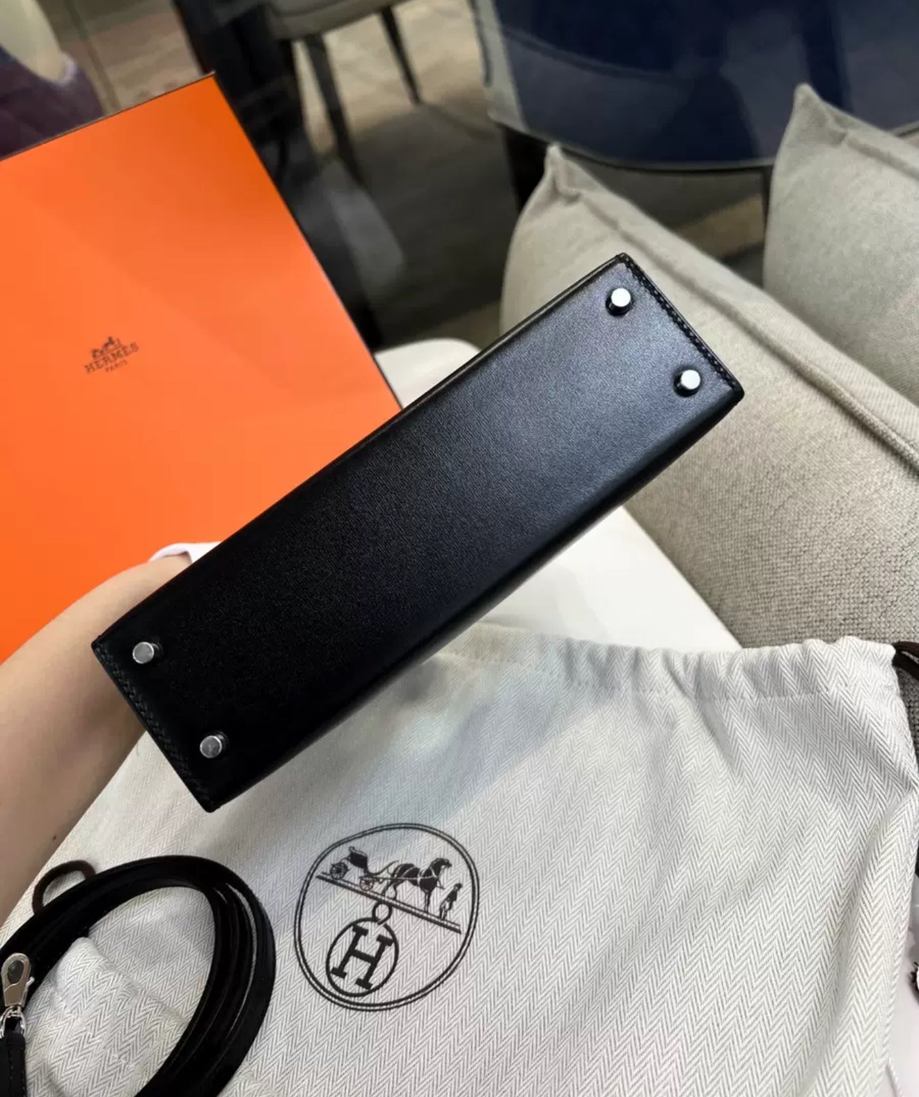 Hermès Mini Kelly Black Box Leather Palladium Hardware – Wararni.com