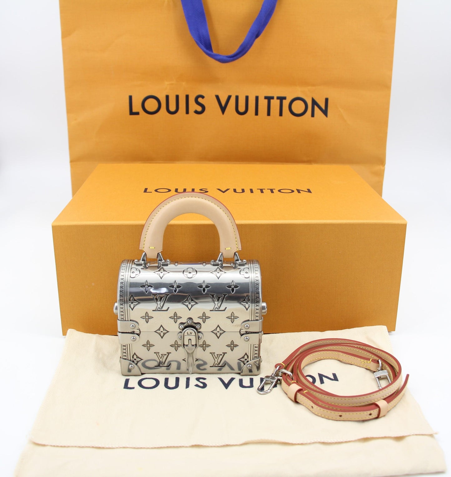 Louis Vuitton 2022 Metal Silver Monogram Mini Treasure Trunk