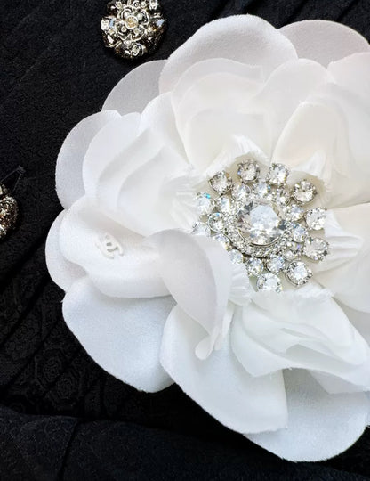 Chanel 25a Haute Couture white silk camellia brooch