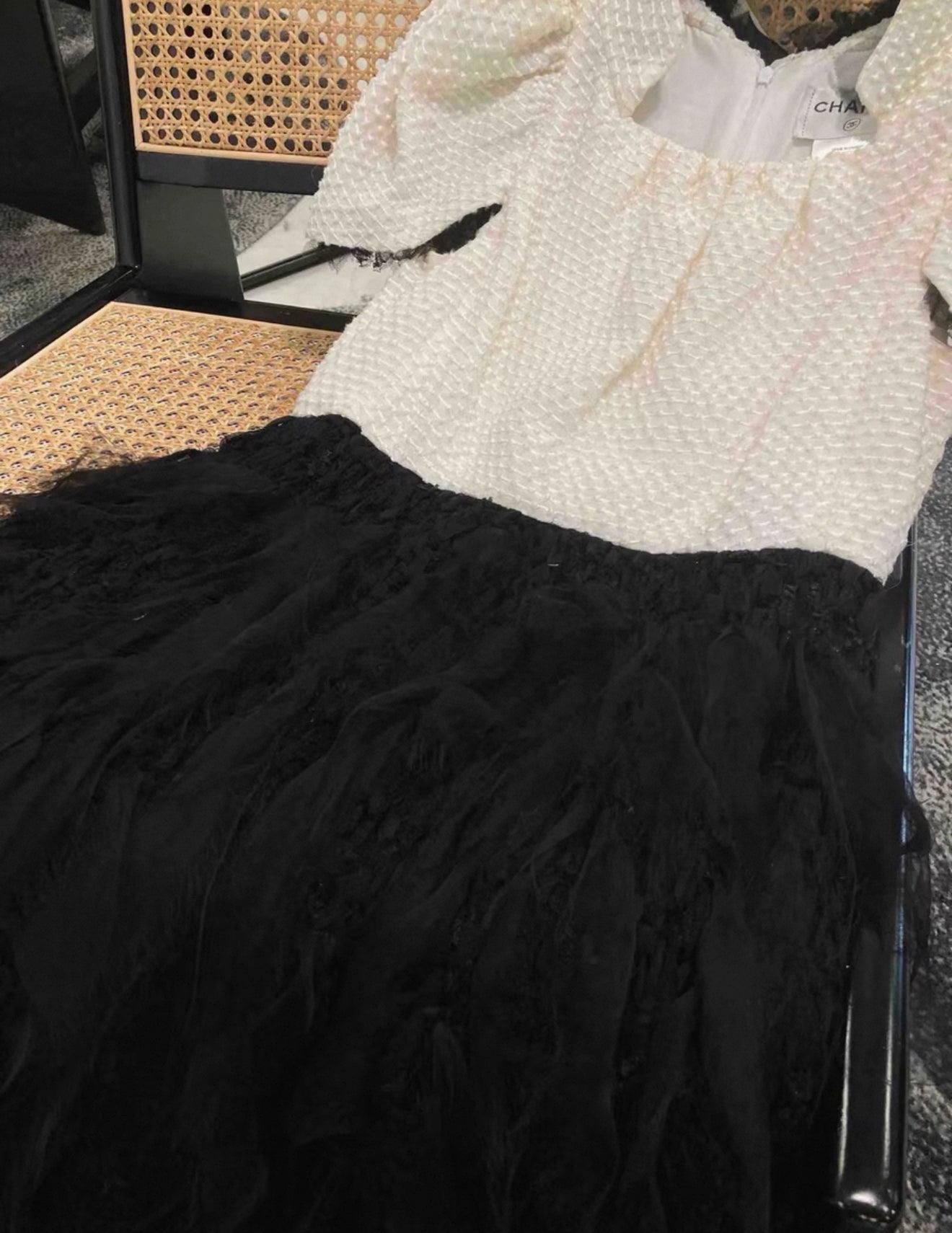 Chanel 11A Black & White Mesh Dress