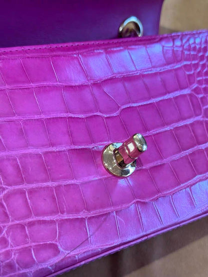 Chanel pink Alligator leather mini flap gold hardware