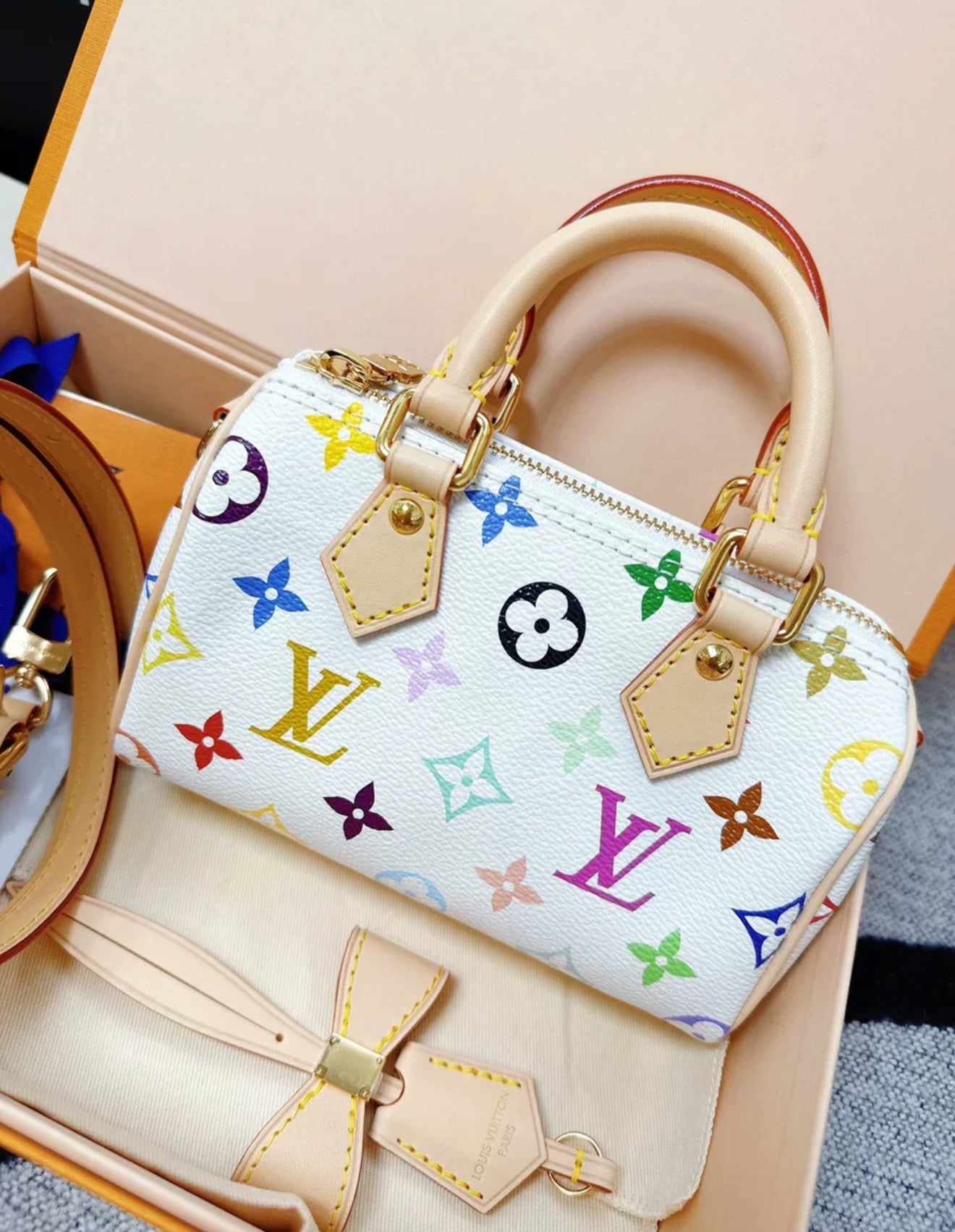 LOUIS VUITTON x Takashi Murakami NANO SPEEDY white tri-color