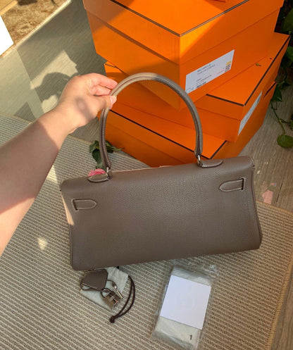 HERMES shoulder Kelly Étoupe Togo Leather palladium hardware