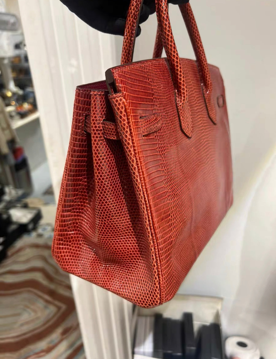 Hermès Birkin 25 Red Lizard Palladium Hardware