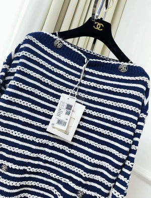 Chanel 20S Navy Striped Knit Top