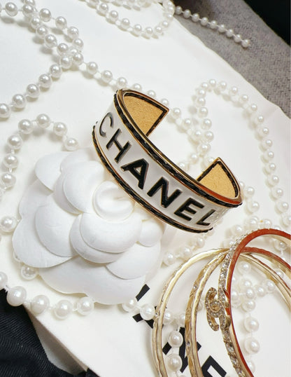 Chanel 24C White Black Open Bracelet