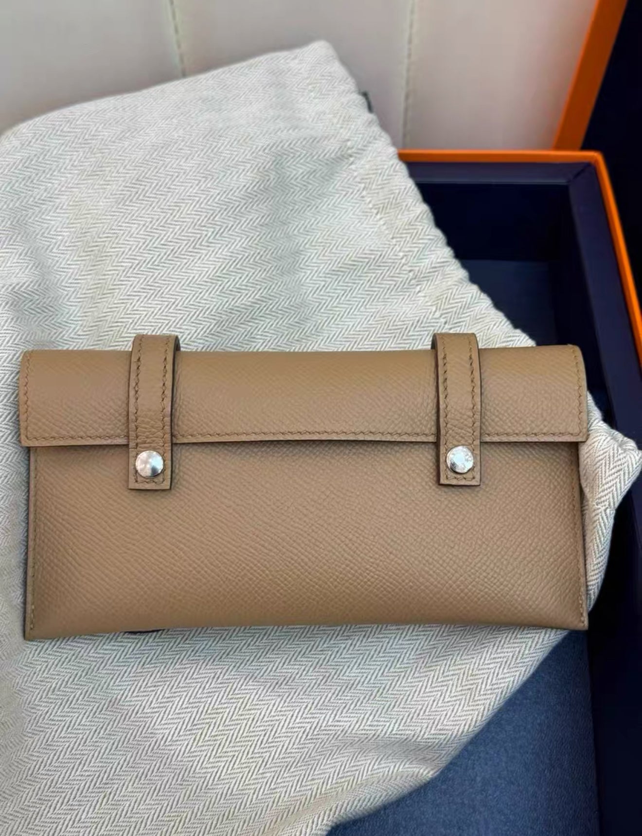 Hermès "Quelle Idolle" Picto Kelly Doll Nata Epsom Palladium Hardware