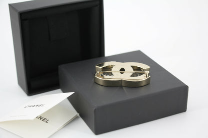 Chanel B23C Enamel Black and White Two-Tone CC Brooch