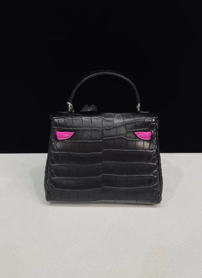 Hermès Kelly Doll Black Matte Alligator with Palladium Hardware