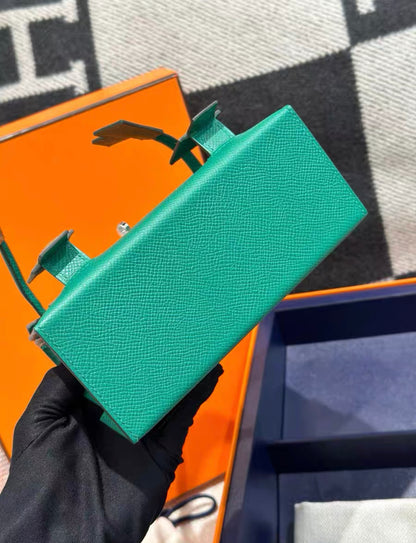 Hermes Kelly Picto Vert Vertigo & Gris Misty Epsom Palladium Hardware