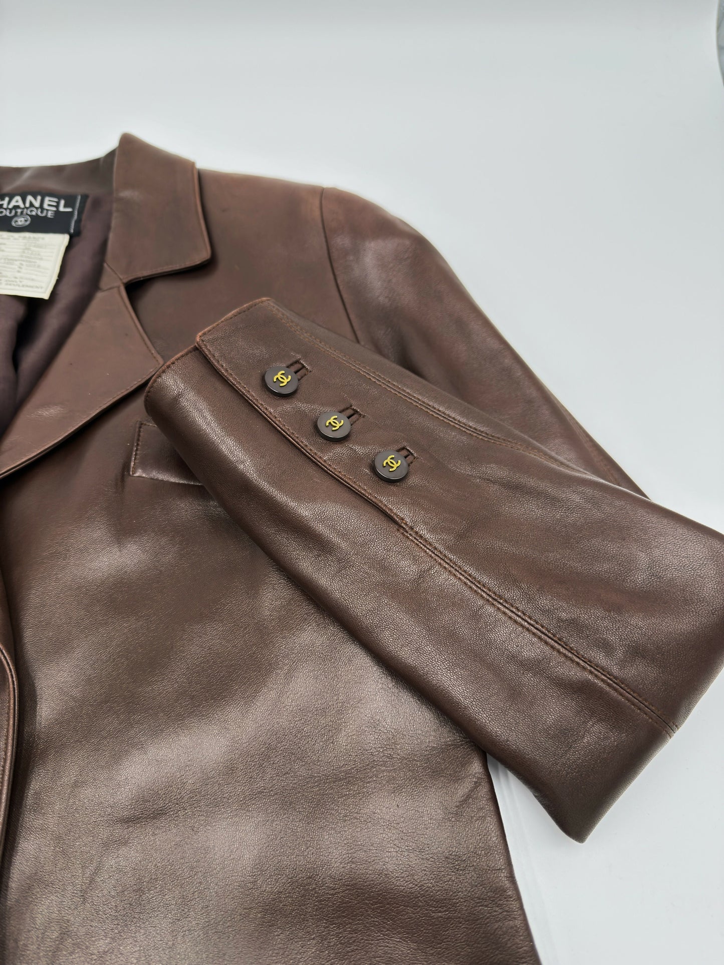 Chanel 94A Vintage Brown Leather Jacket