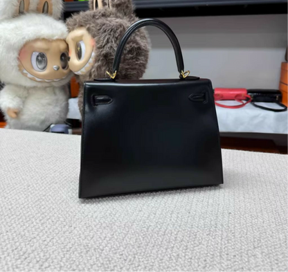 Hermès Kelly 25 Black Box Leather Gold Hardware